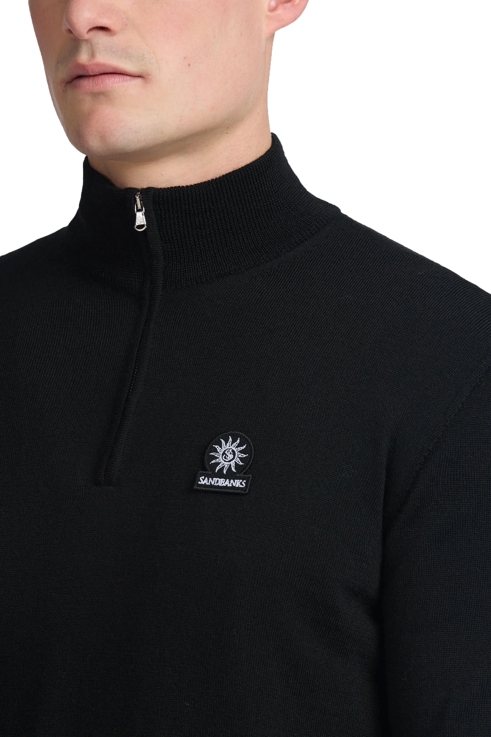 Sandbanks Quarter Zip Merino Knitwear Black - Image 4