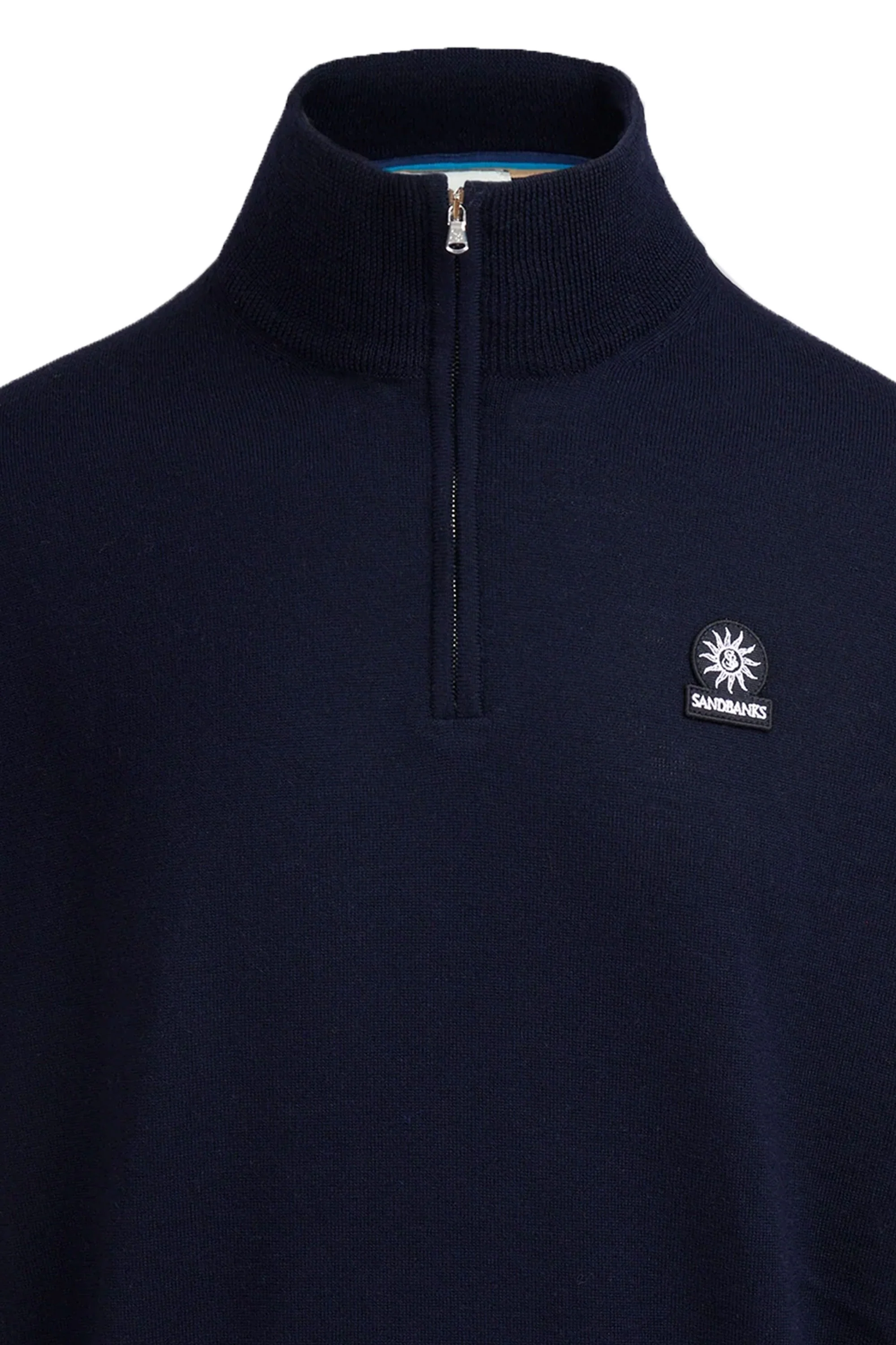 Sandbanks Quarter Zip Merino Knitwear Navy - Image 2