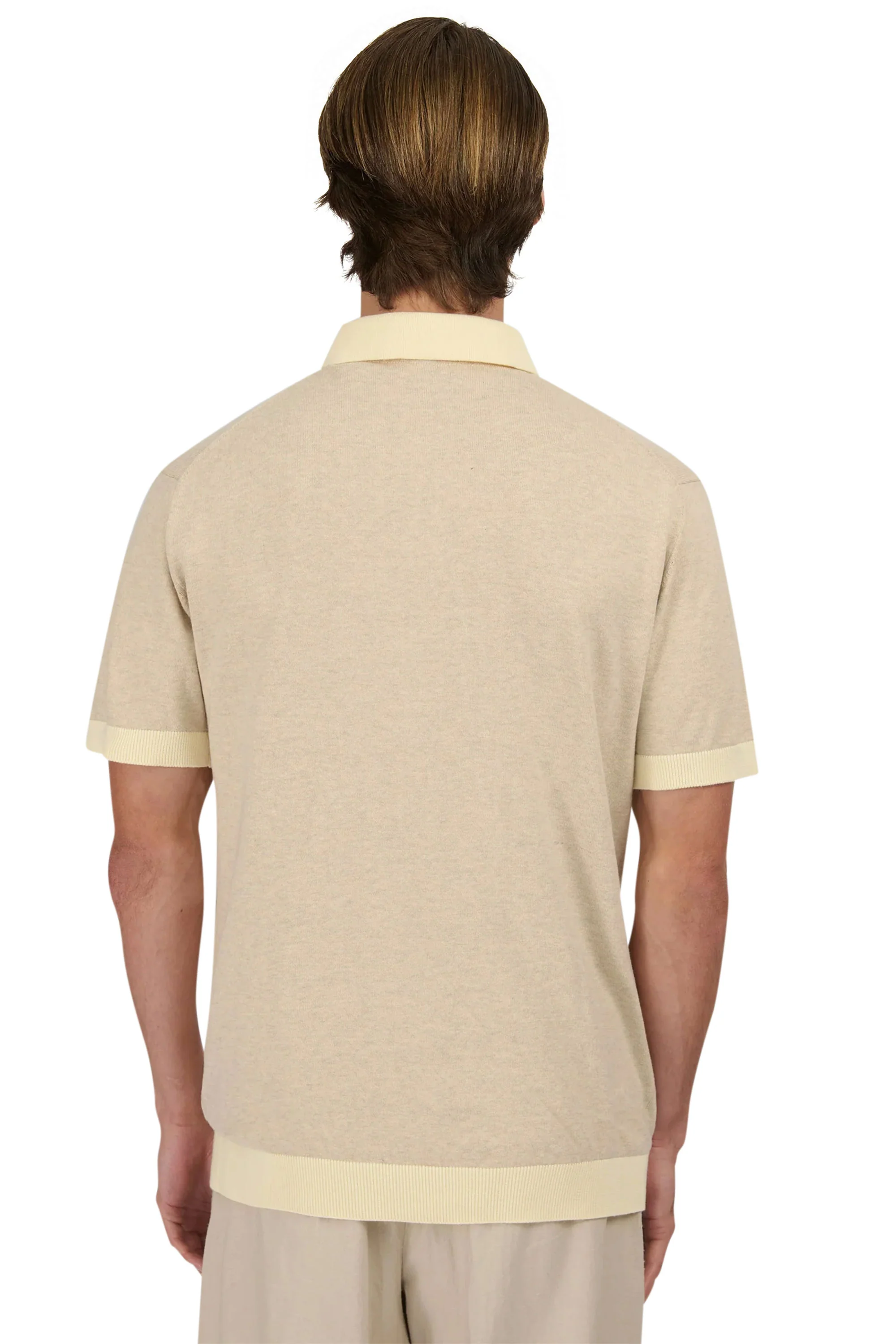Sandbanks 3-Button Knitted Polo STONE - Image 3