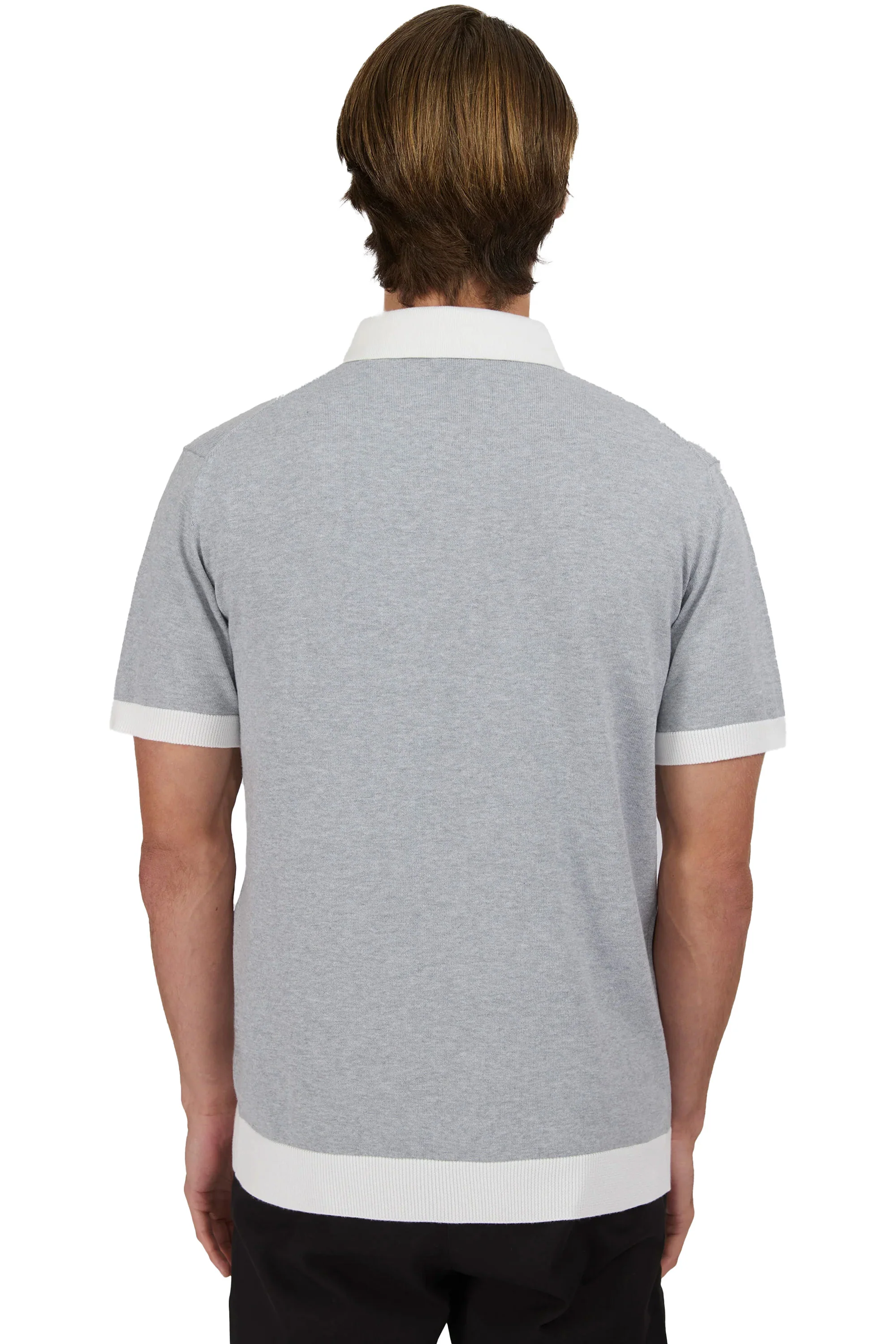 Sandbanks 3-Button Knitted Polo Grey - Image 3
