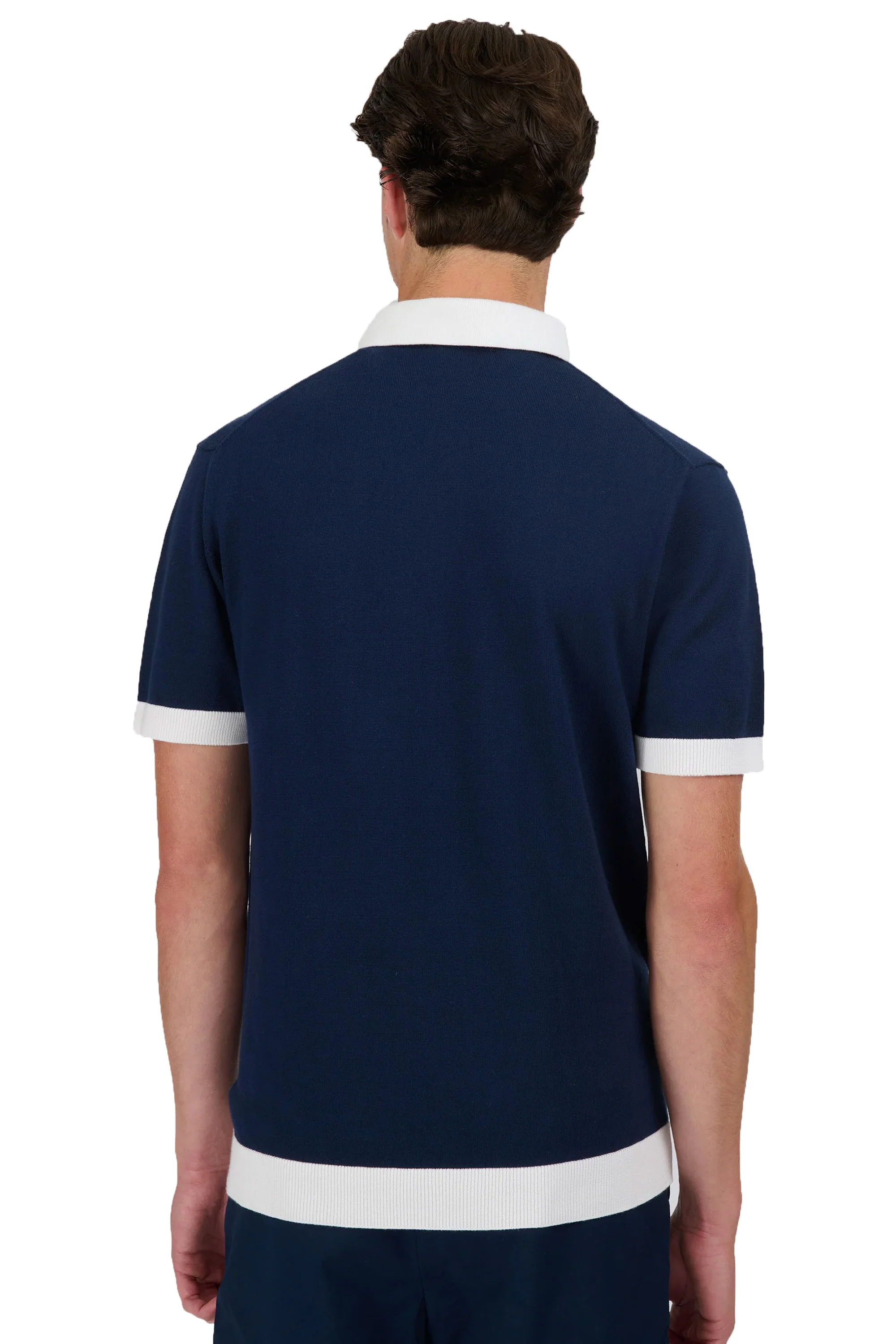 Sandbanks 3-Button Knitted Polo Navy - Image 2