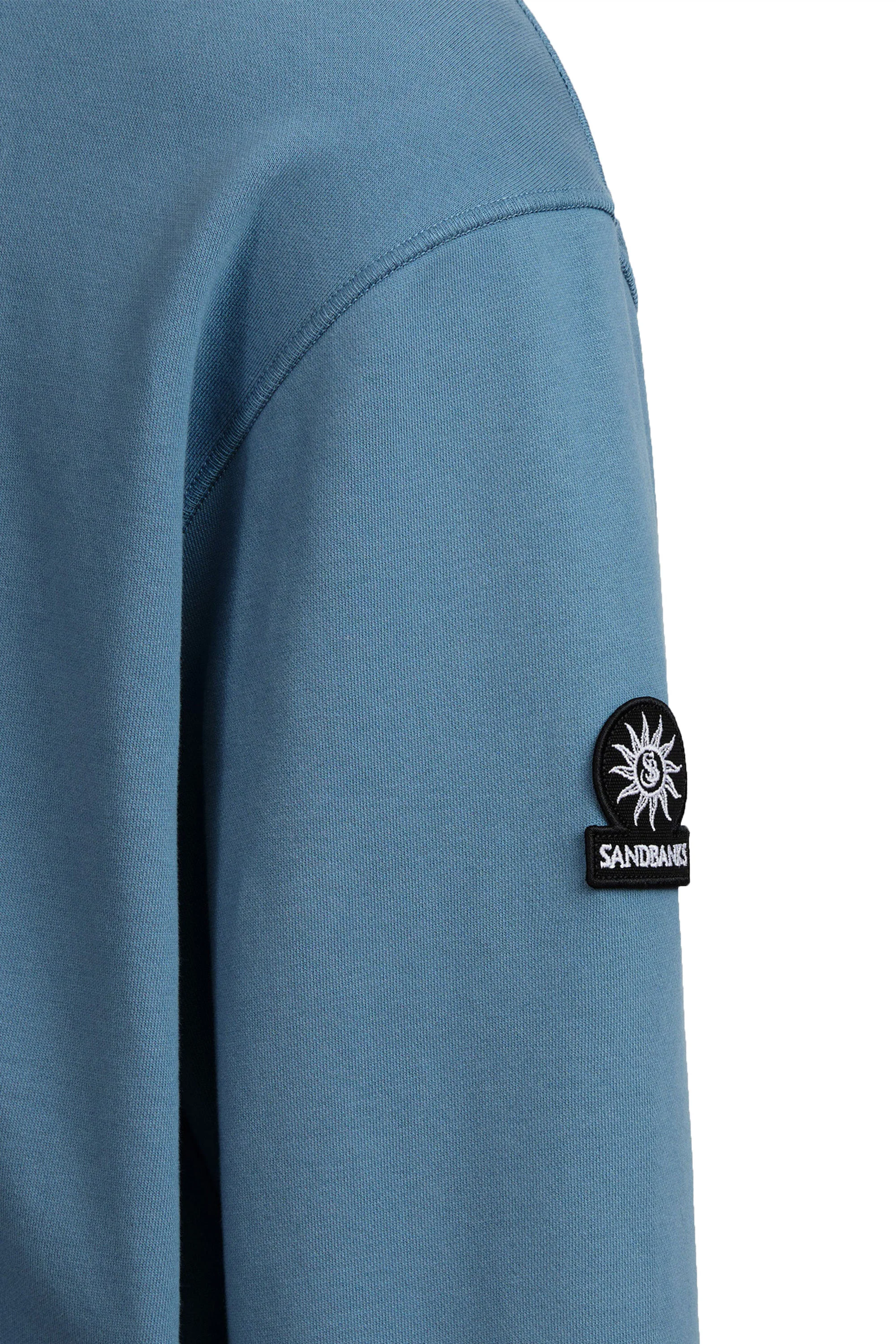 SANDBANKS BADGE LOGO QUARTER ZIP SWEATSHIRT TEAL - Image 2