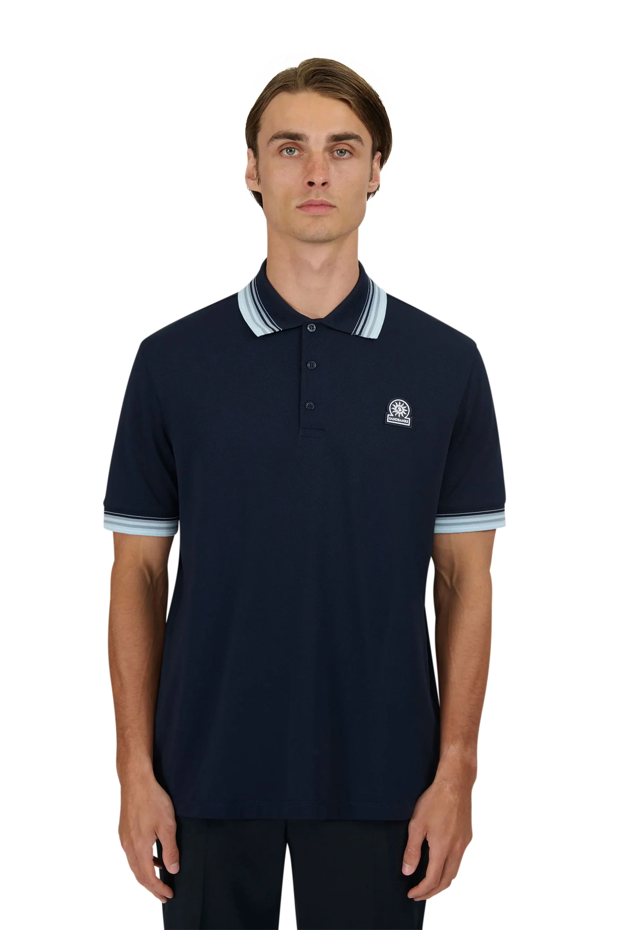 SANDBANKS GRADIENT RIB POLO NAVY - Image 2