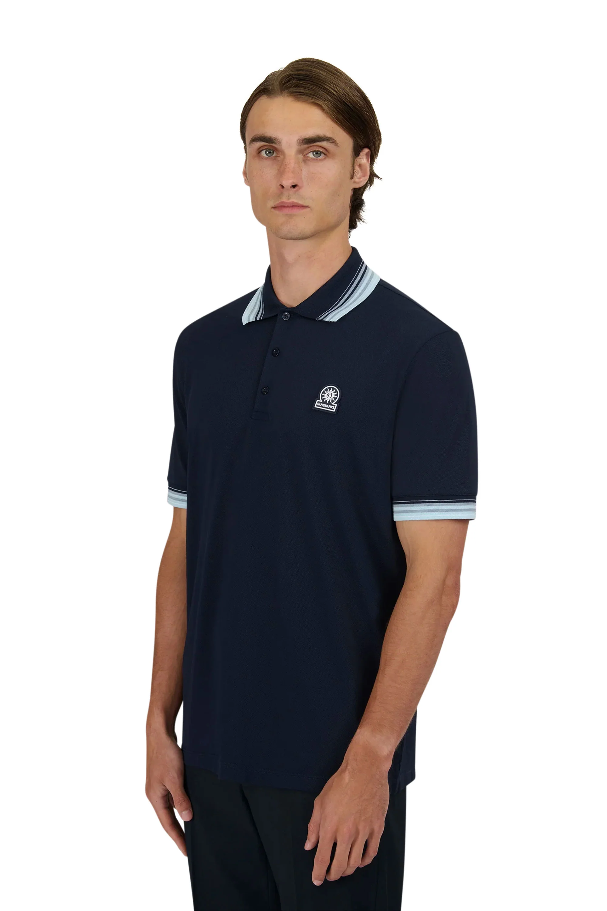 SANDBANKS GRADIENT RIB POLO NAVY - Image 3
