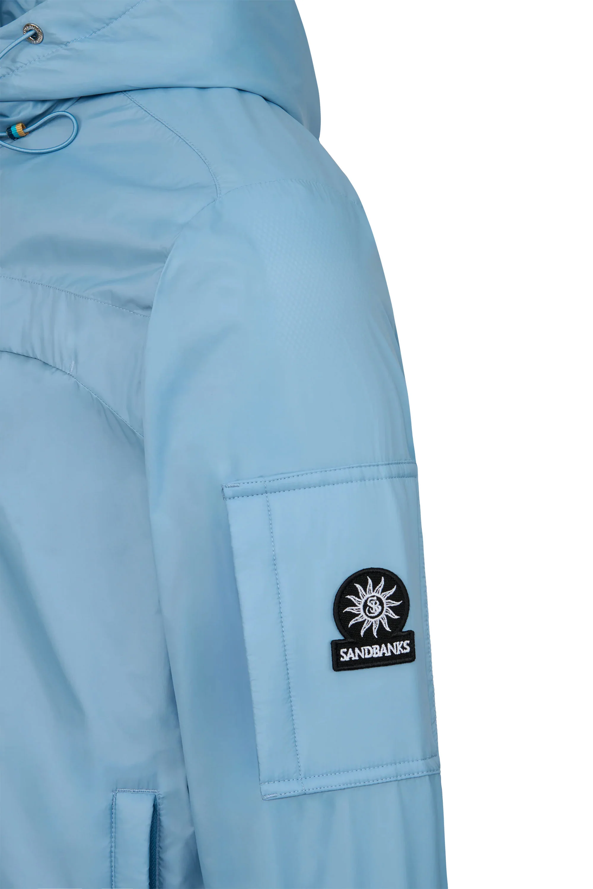 SANDBANKS HOODED NYLON WINDCHEATER DUSTY BLUE - Image 2