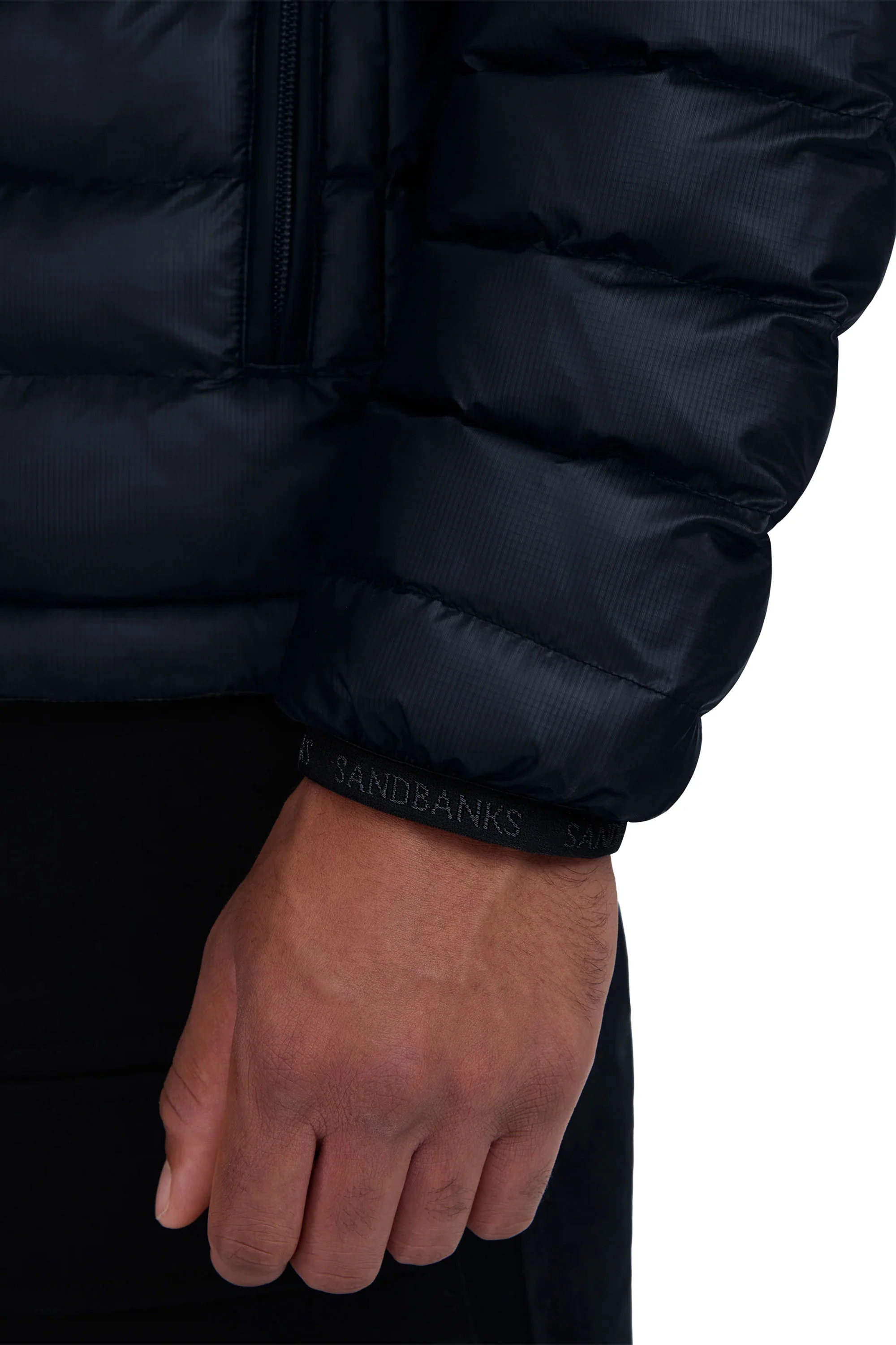 SANDBANKS HOODED RIPSTOP MICRO PUFFER JACKET NAVY - Image 3