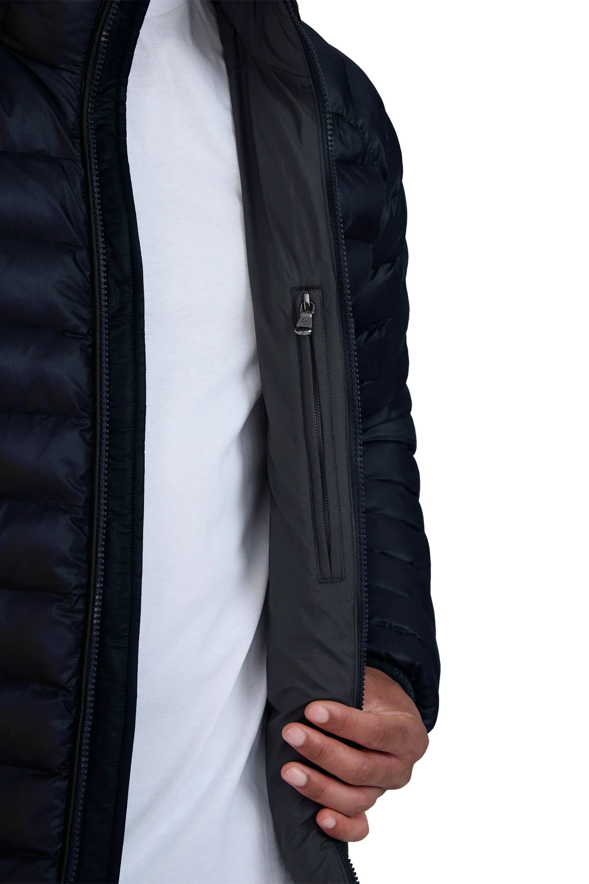 SANDBANKS HOODED RIPSTOP MICRO PUFFER JACKET NAVY - Image 4
