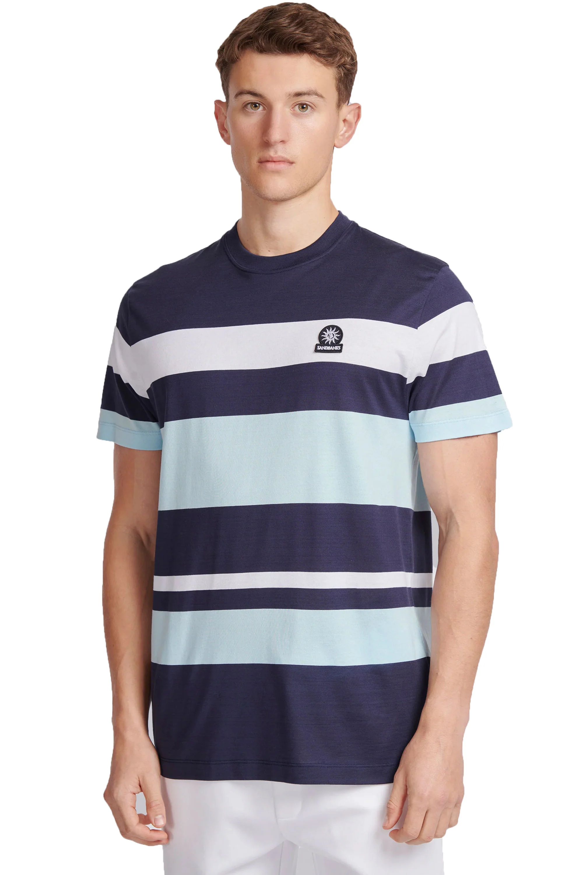 Sandbanks Mercerised Stripe T-Shirt Navy - Image 2