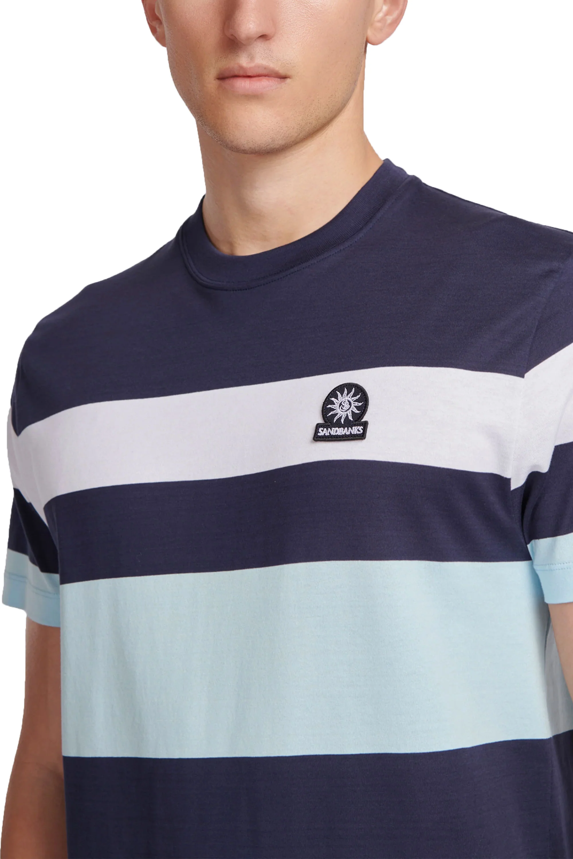 Sandbanks Mercerised Stripe T-Shirt Navy - Image 3