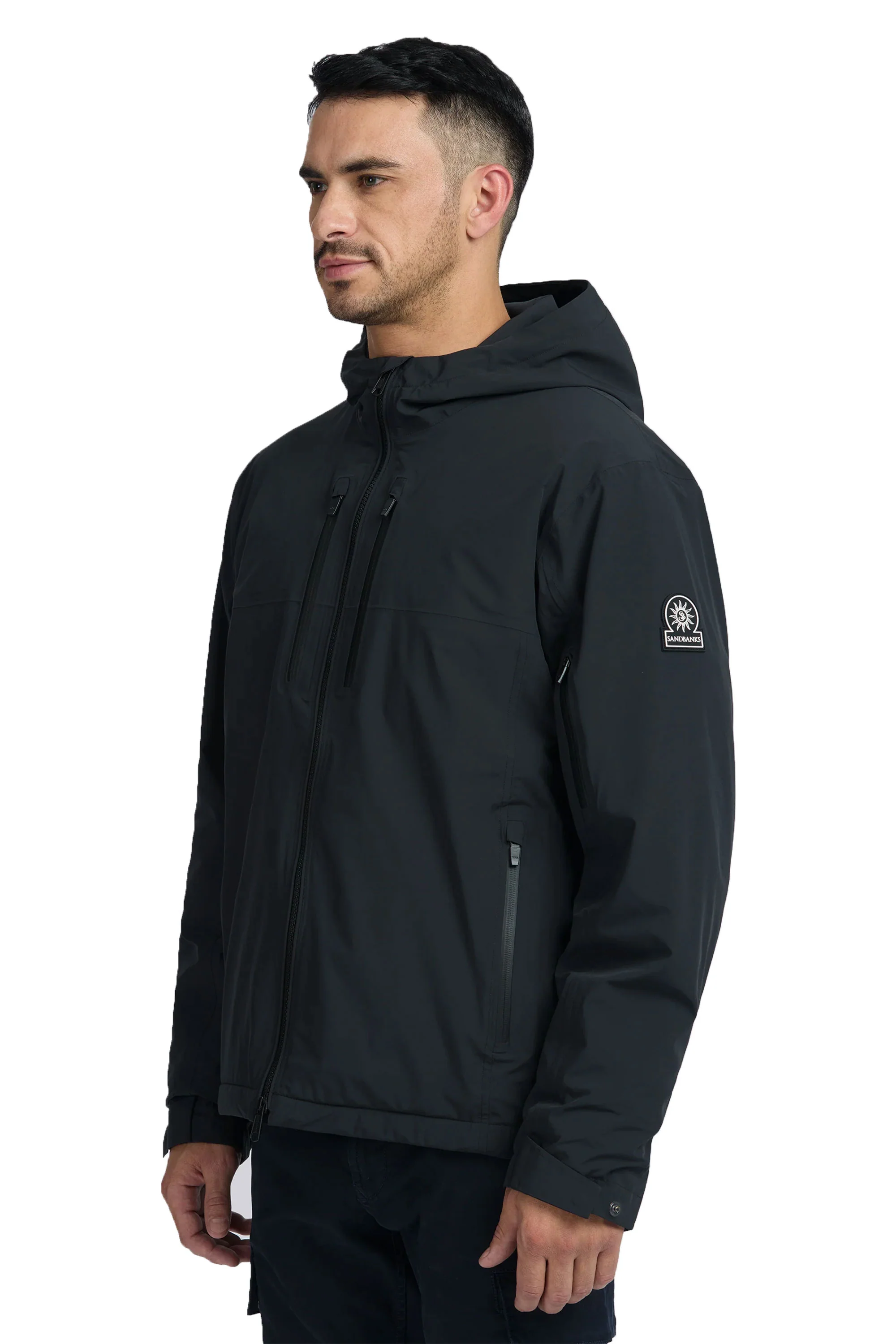 SANDBANKS STORM SHELL WATERPROOF JACKET BLACK - Image 2