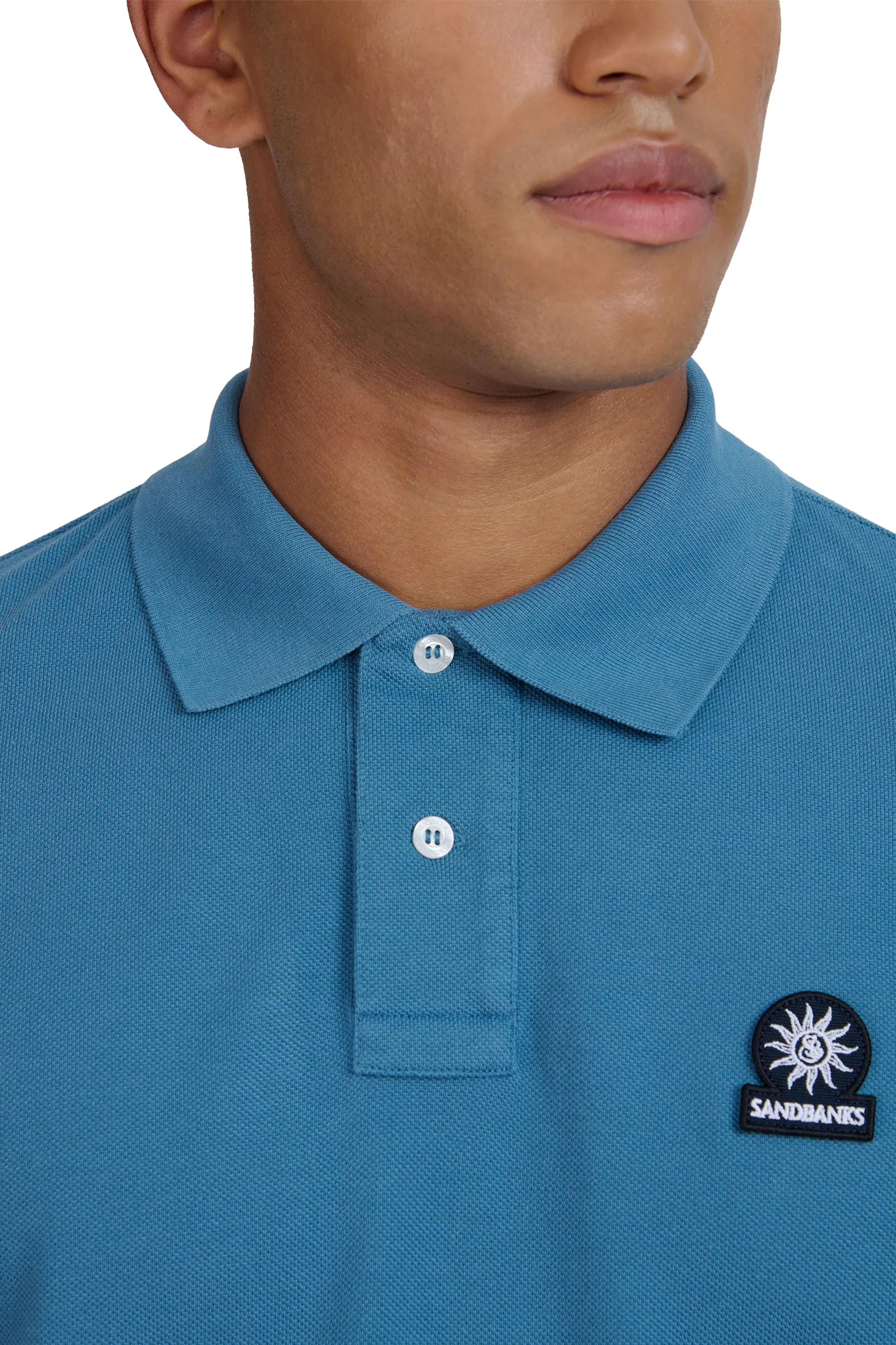 Sandbanks Badge Logo Polo Shirt Teal - Image 3