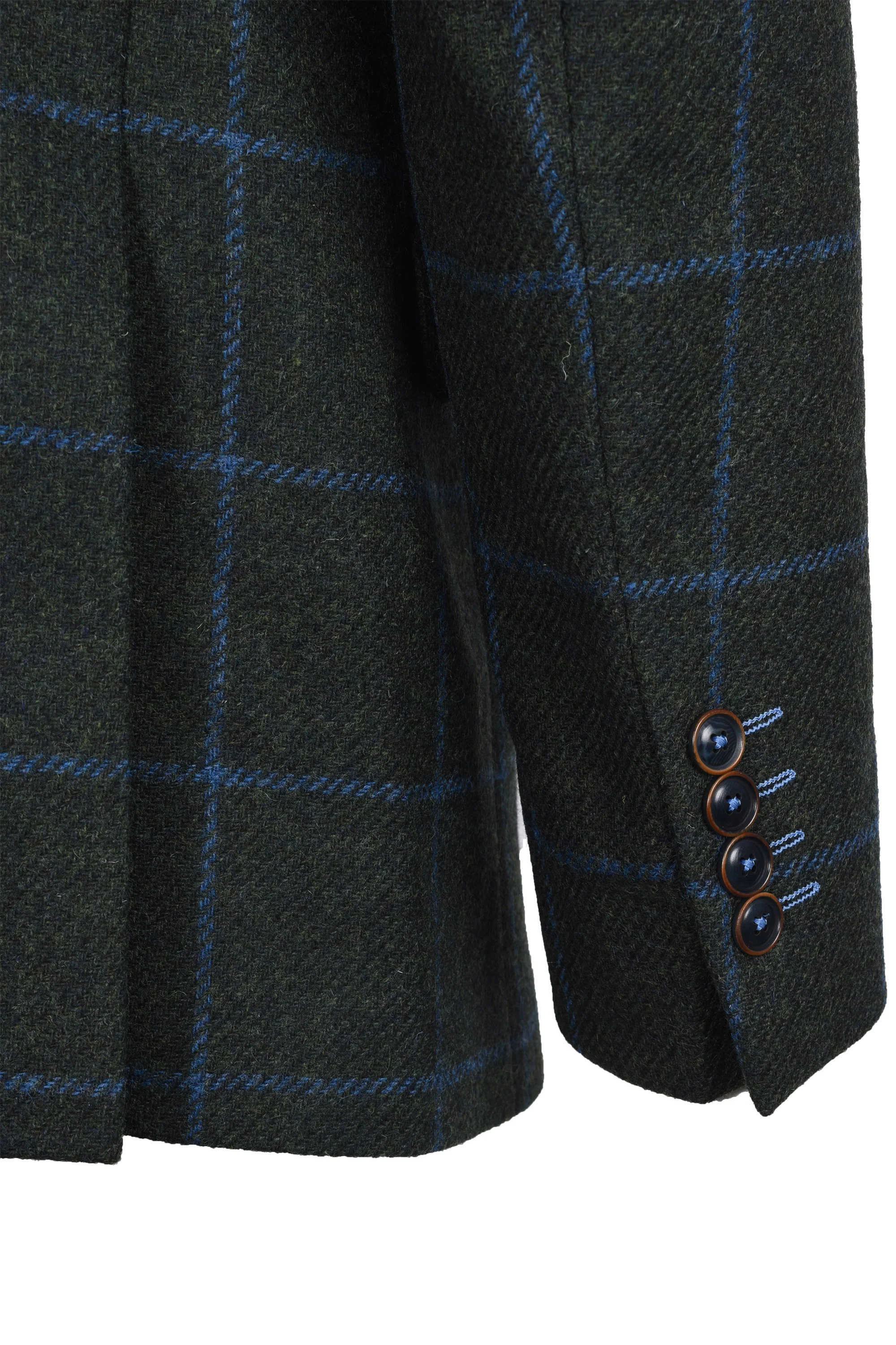 Mazzelli Jacket and Waistcoat Green/Blue Check - Image 4