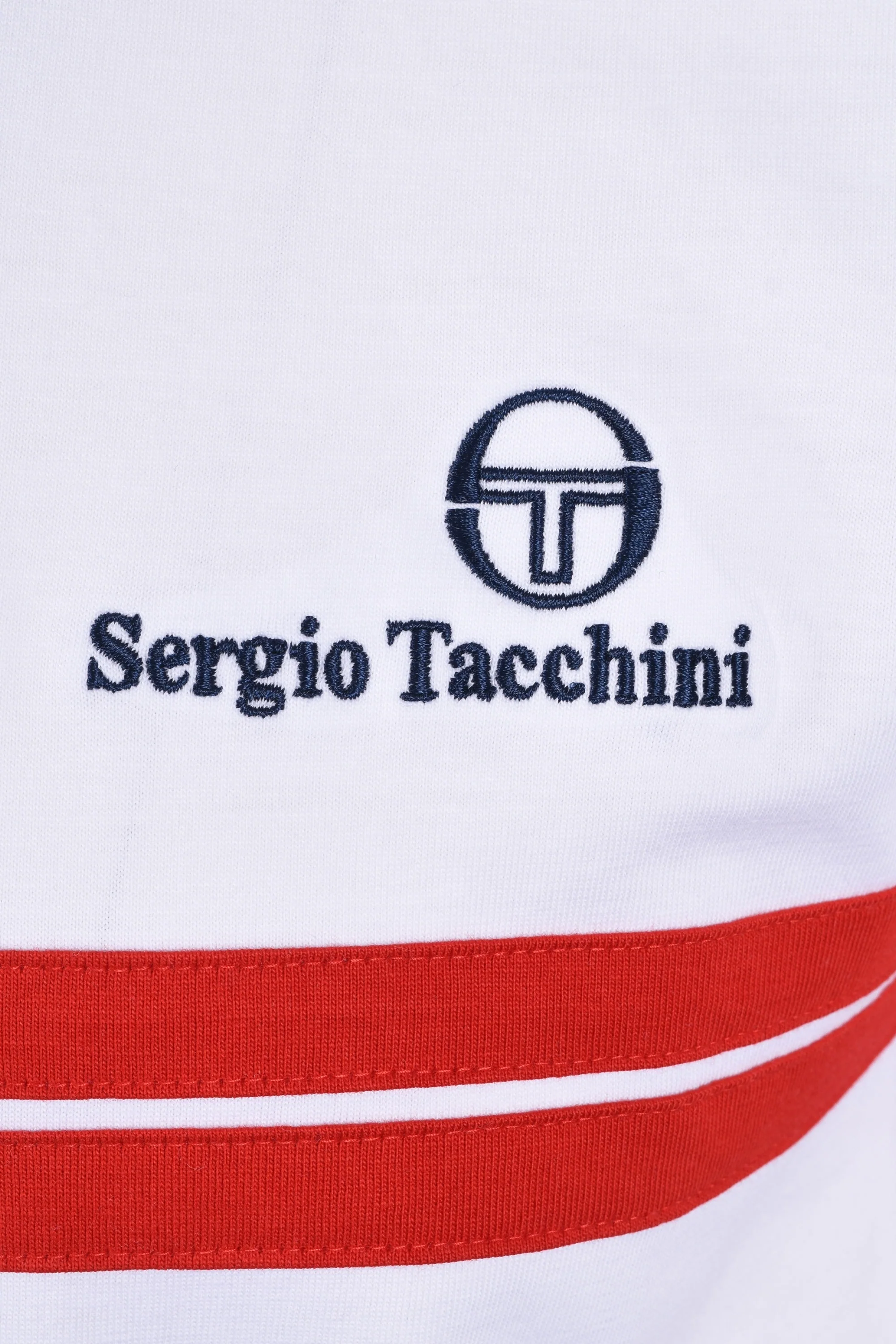 Sergio Tacchini New Supermac T-shirt White/Maritime Blue/Adrenaline Rush - Image 3