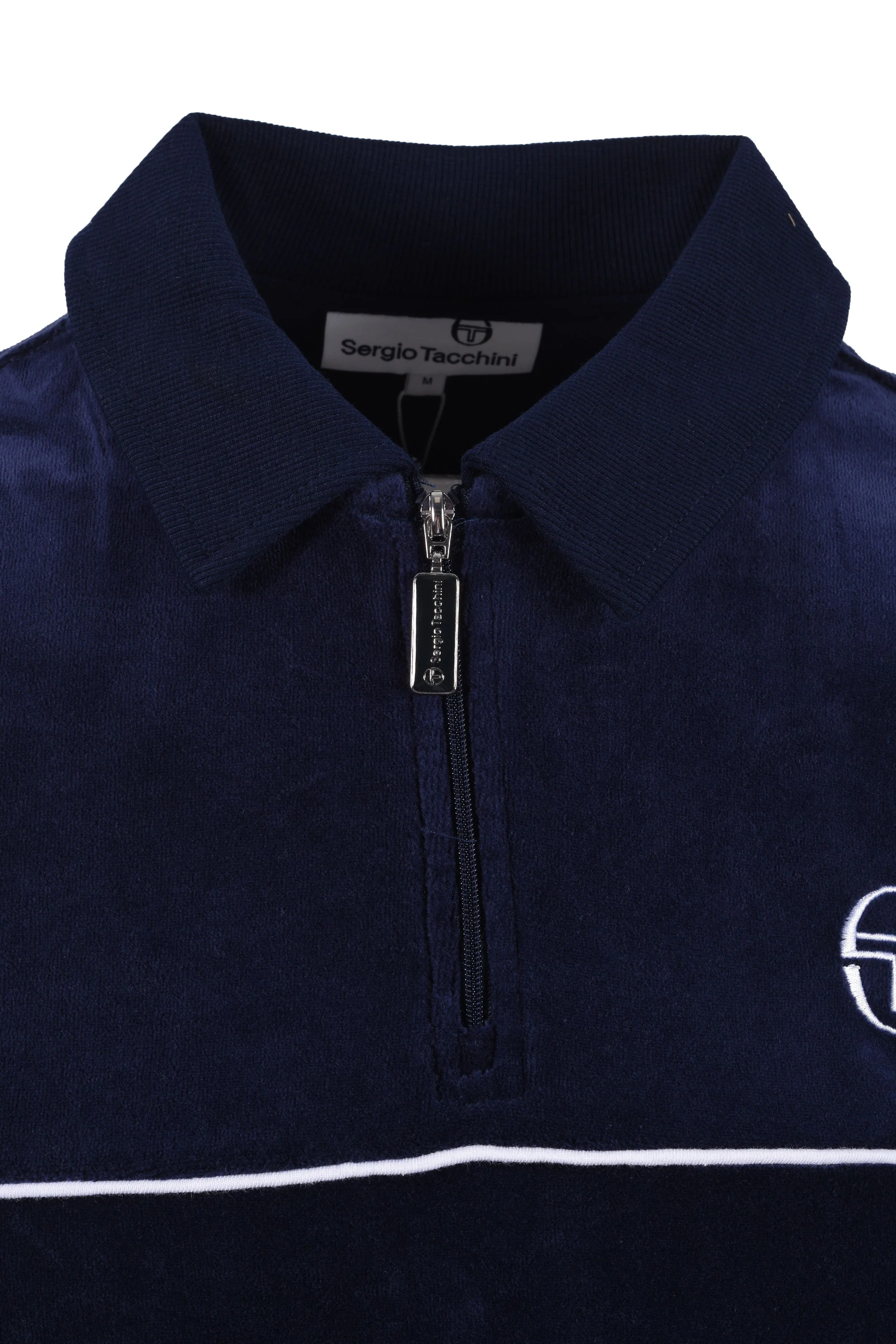 SERGIO TACCHINI CARDONA VELOUR ZIP POLO MARITIME BLUE/WHITE - Image 2