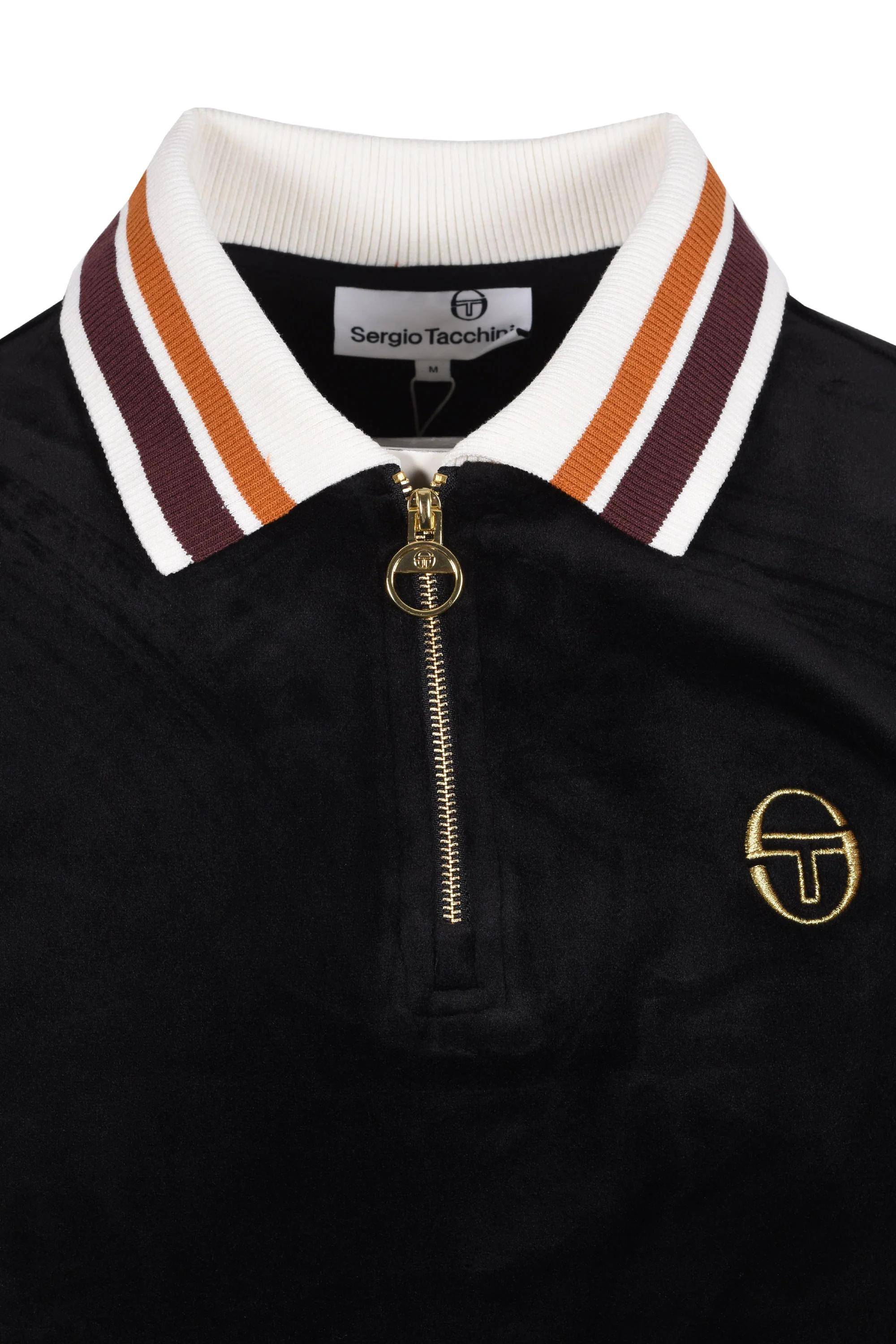 Sergio Tacchini Mahony Half Zip Velour Polo Black/Gold - Image 2